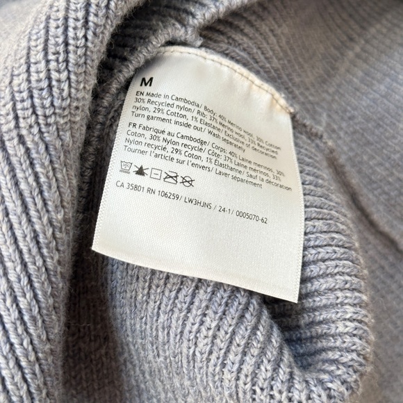 Lululemon Collared Merino Wool-Blend Sweater M Heather Belgian Blue Gray‎ - Picture 8 of 9